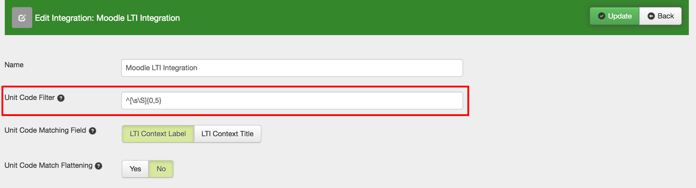 Course Code Filter