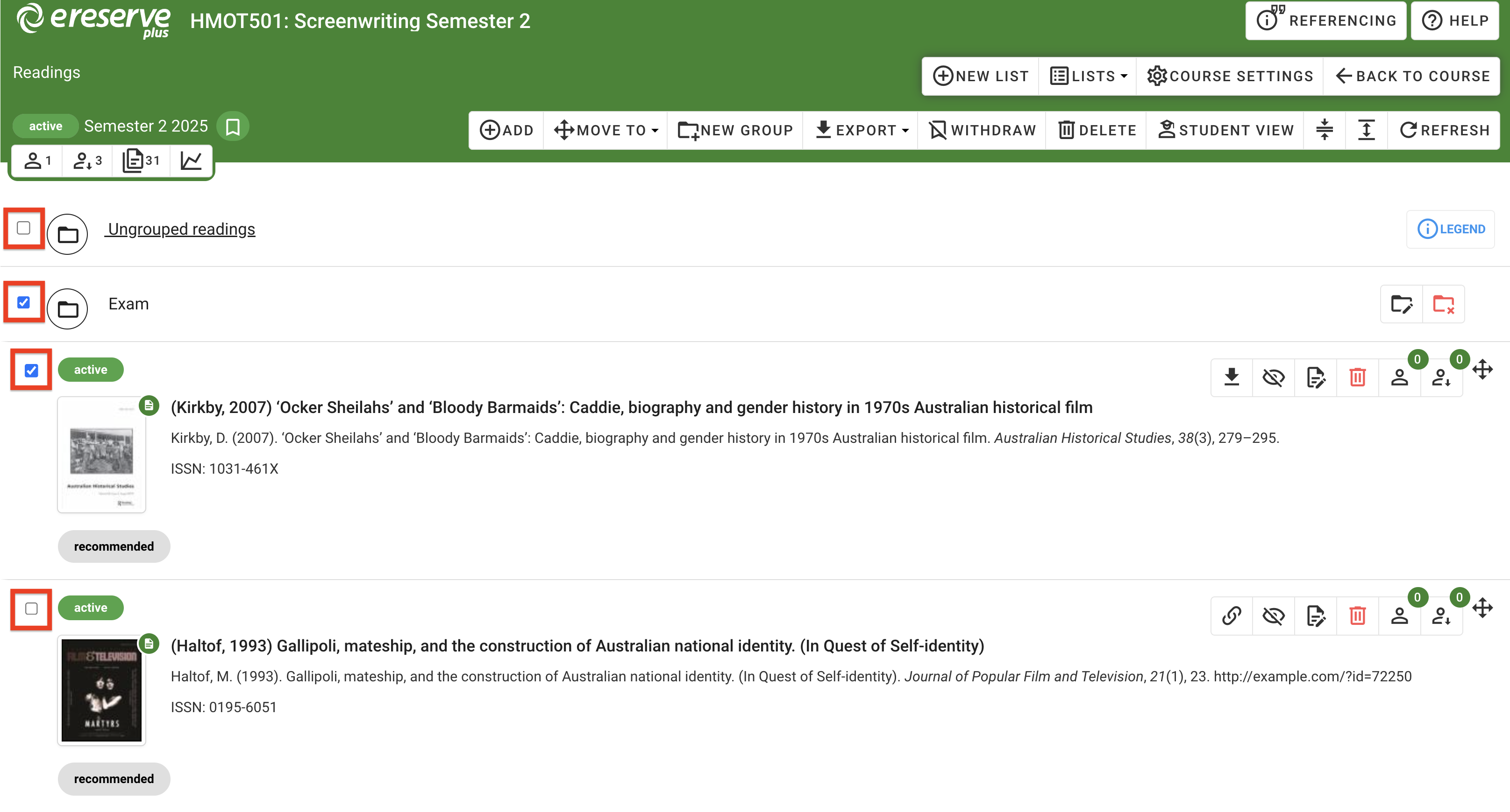 Use the checkbox on the left-hand side to select resources and groups