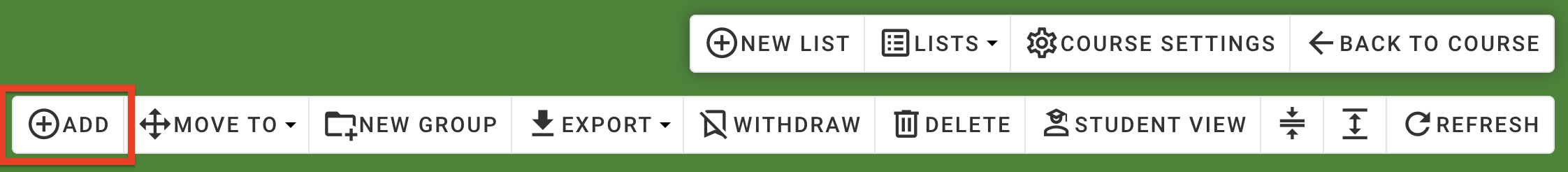 The 'Add' button to add new resources to a list