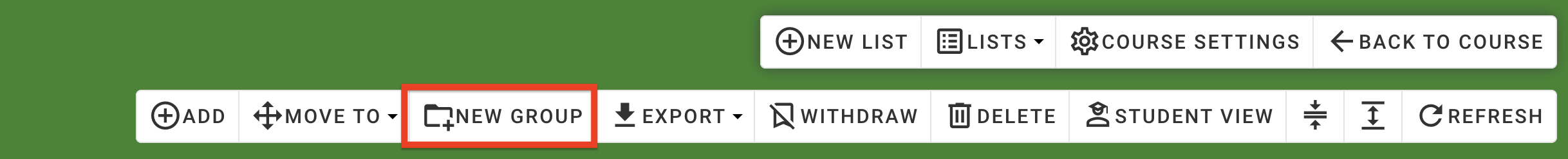 The 'New Group' button in the list toolbar