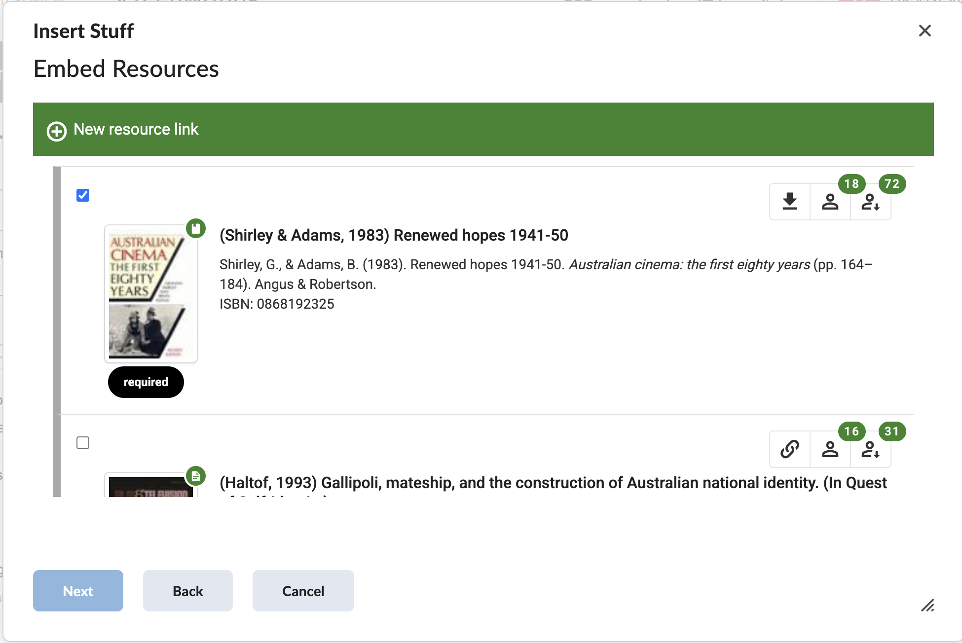 Selecting a Resource Link