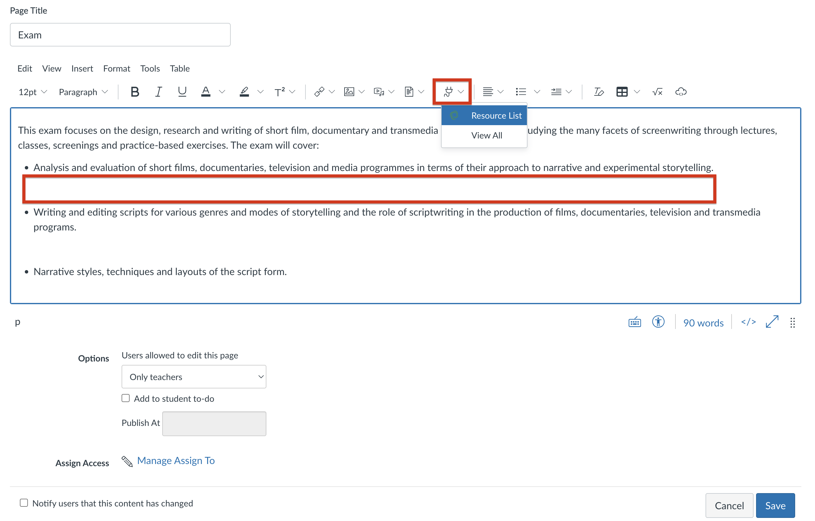 Selecting eReserve Plus in the dropdown 