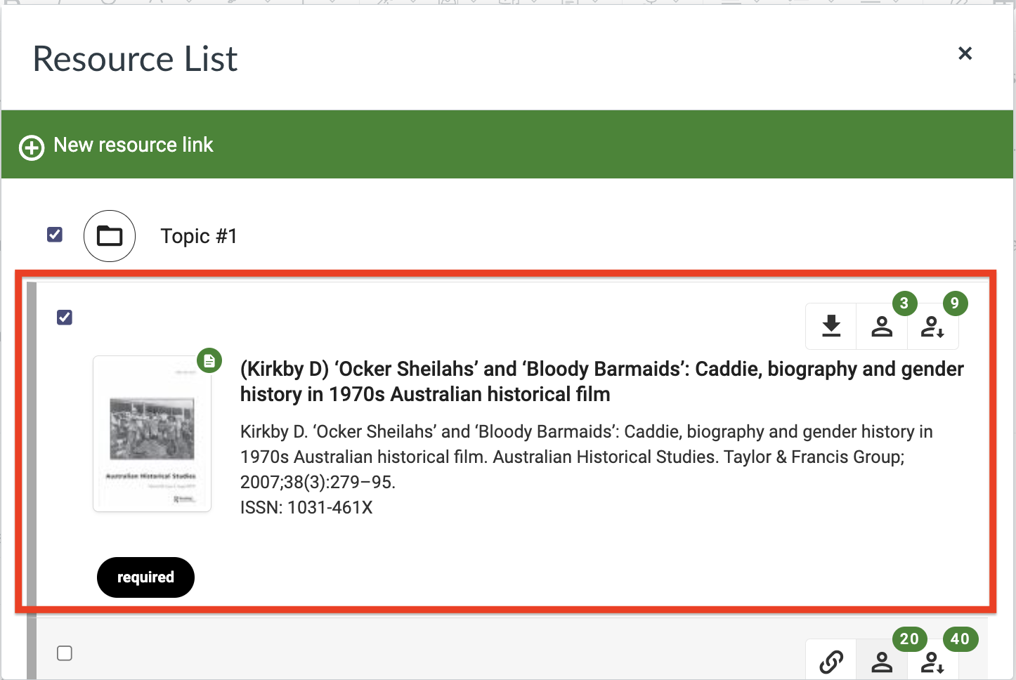 Selecting a Resource Link