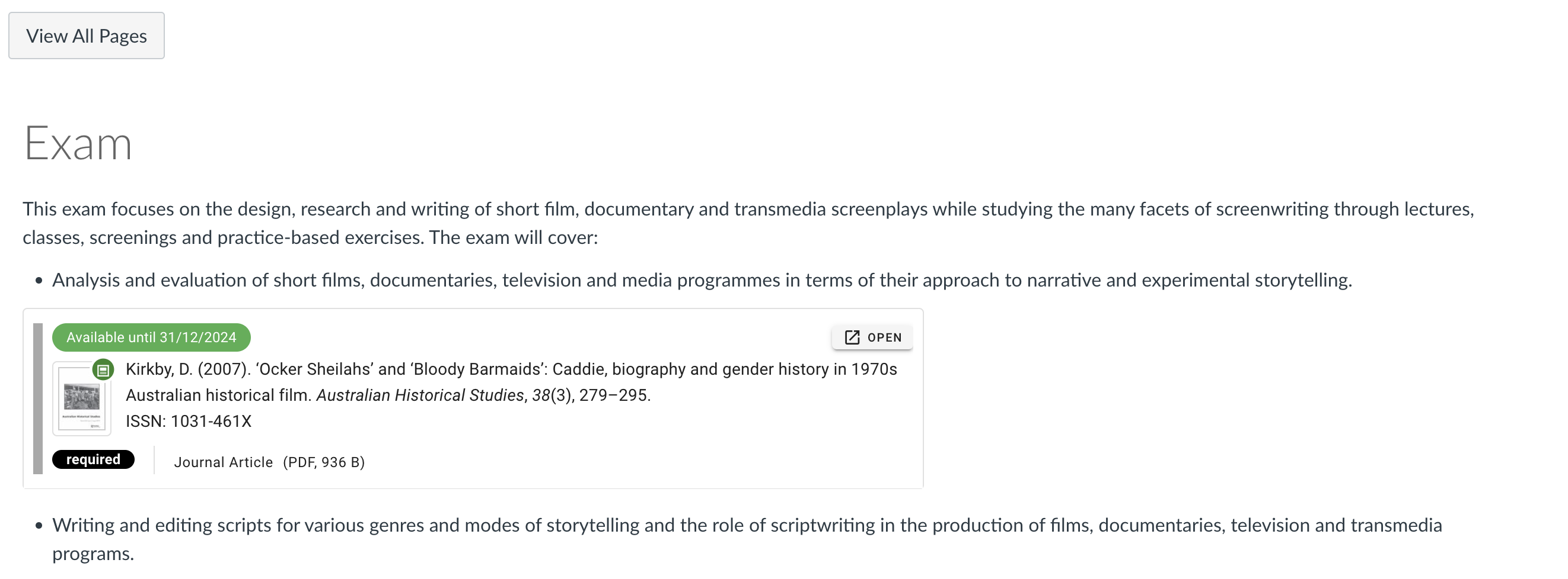 Viewing the Resource Link as a Student