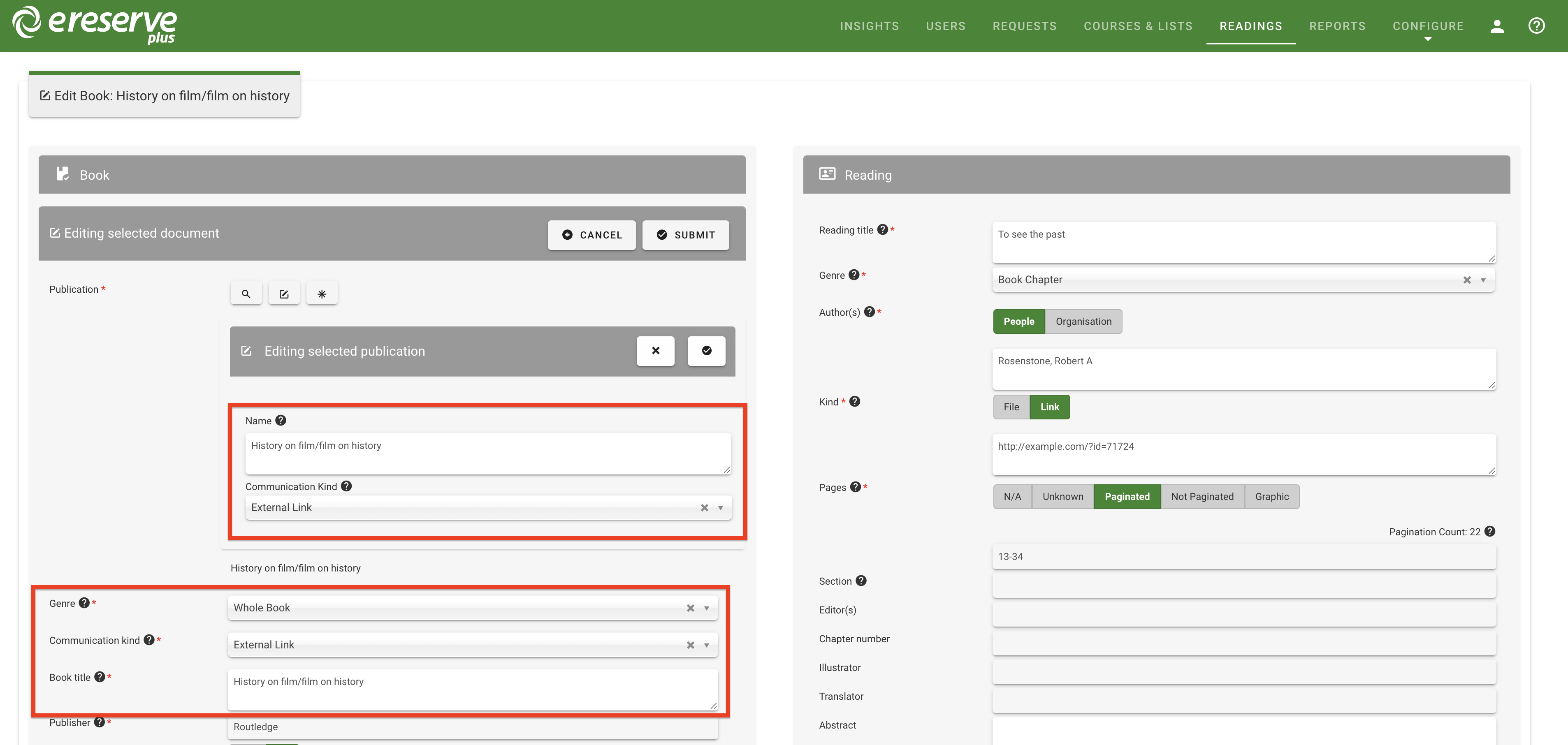 Source document fields on the left side