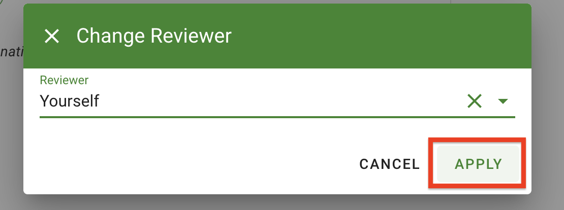The apply button to save changes on the bottom right of the reviewer window