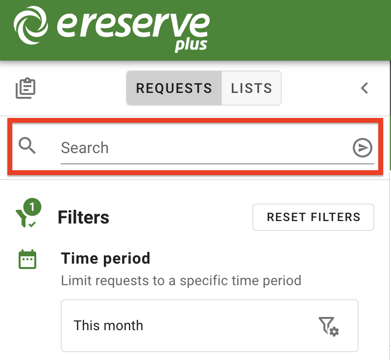 The Search bar in the Filters panel