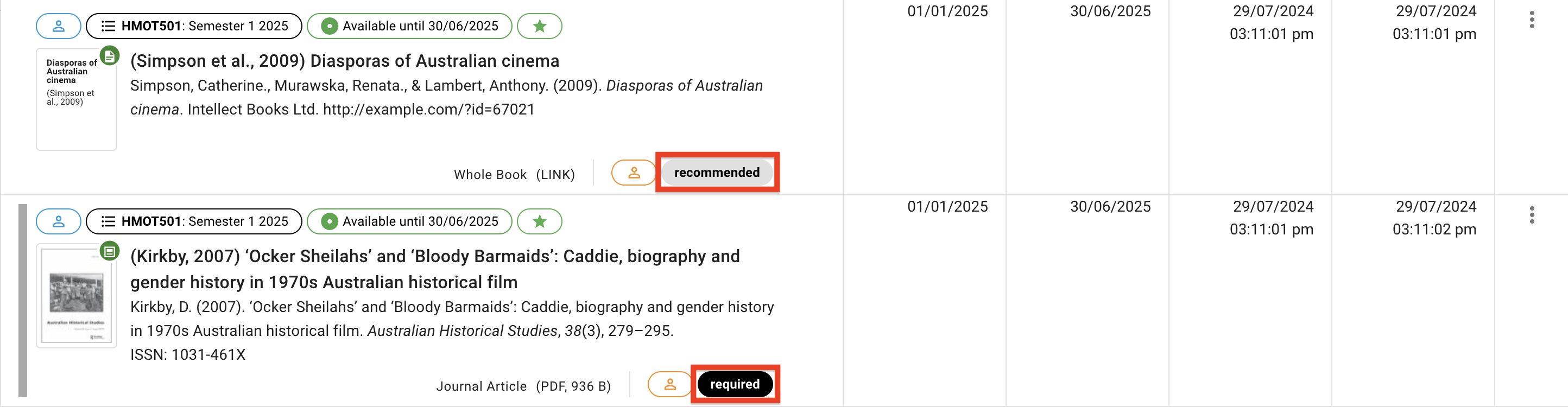 The resource importance label on the bottom right of the request