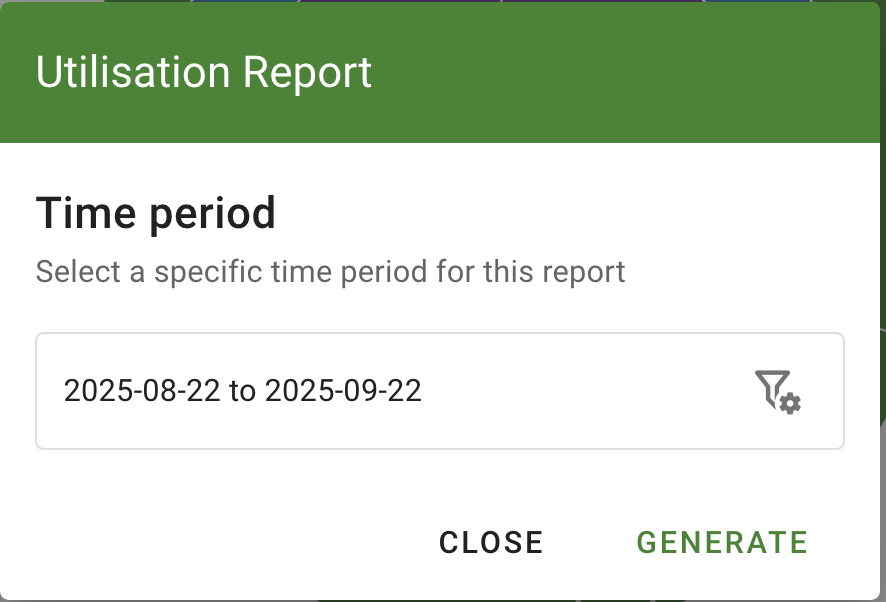 The Start and End date field for the report