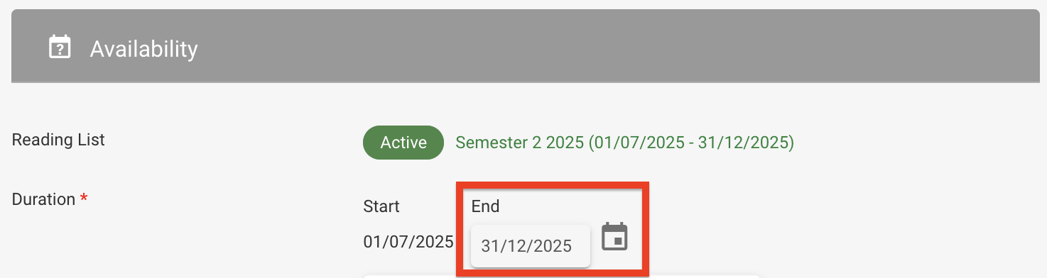 The end date of the Request has been updated