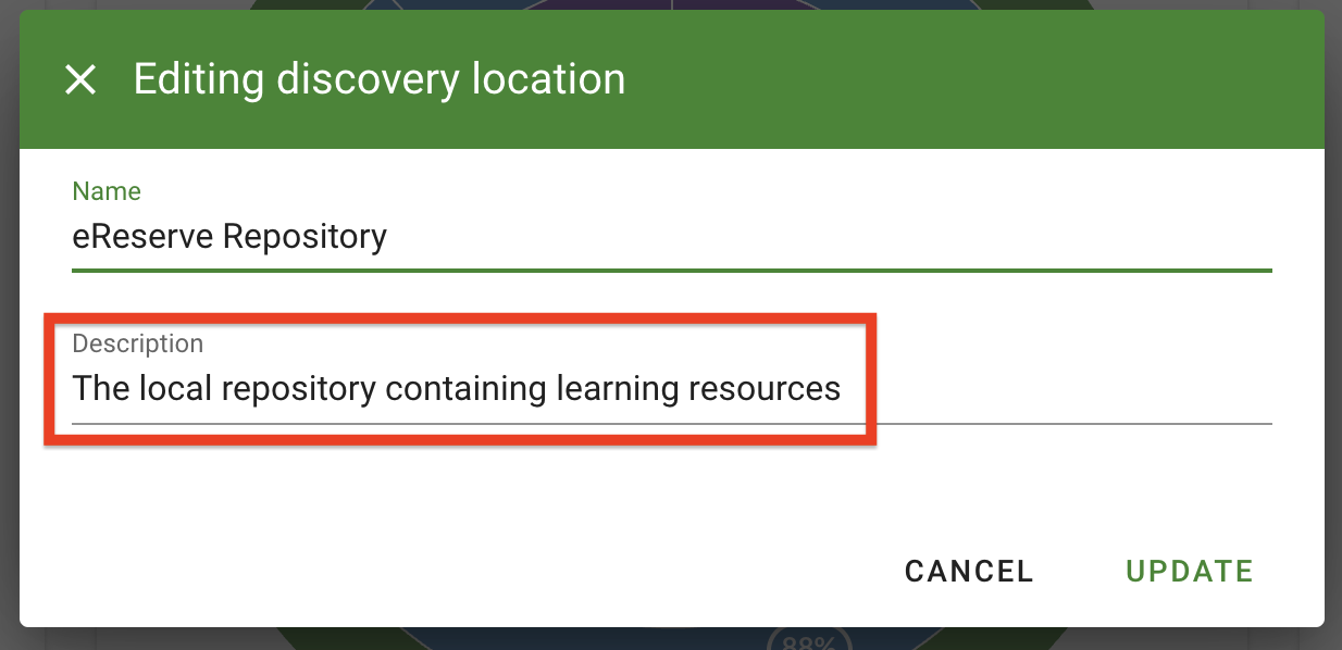 The description for the eReserve repository