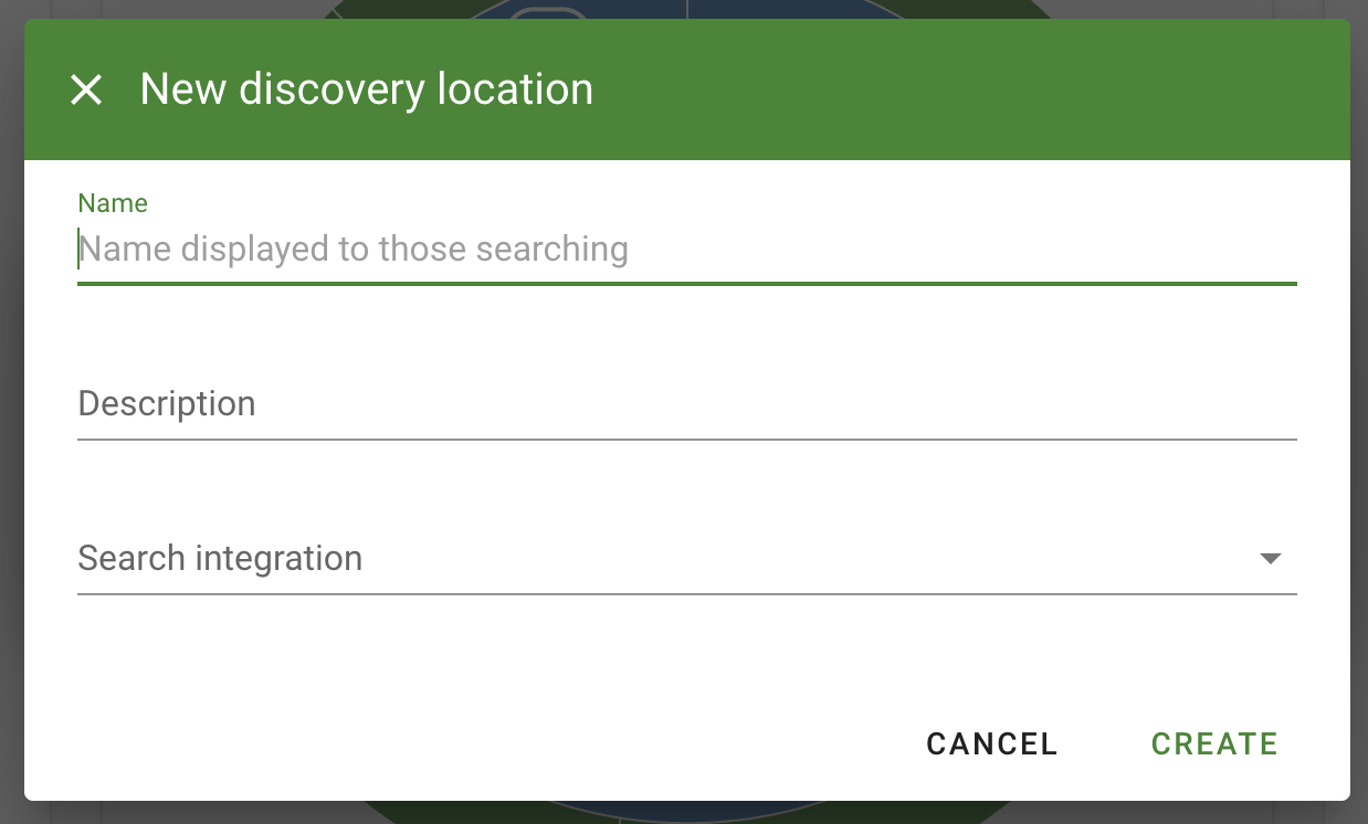 The new discovery location form