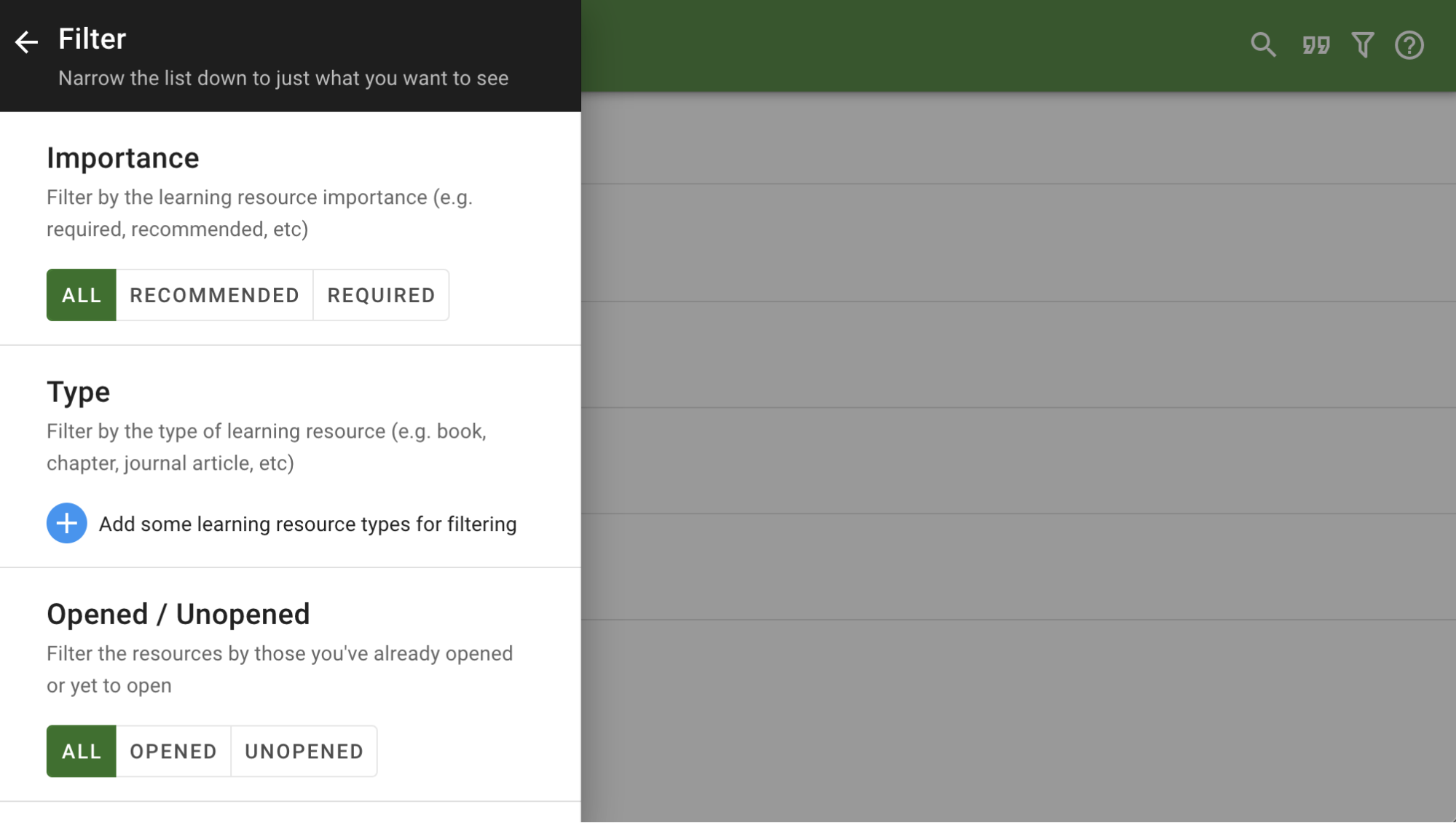 The Filtering Sidebar