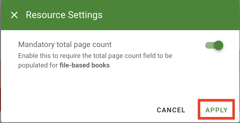 Click the Apply button on the bottom right of the Resource settings menu to save any changes made